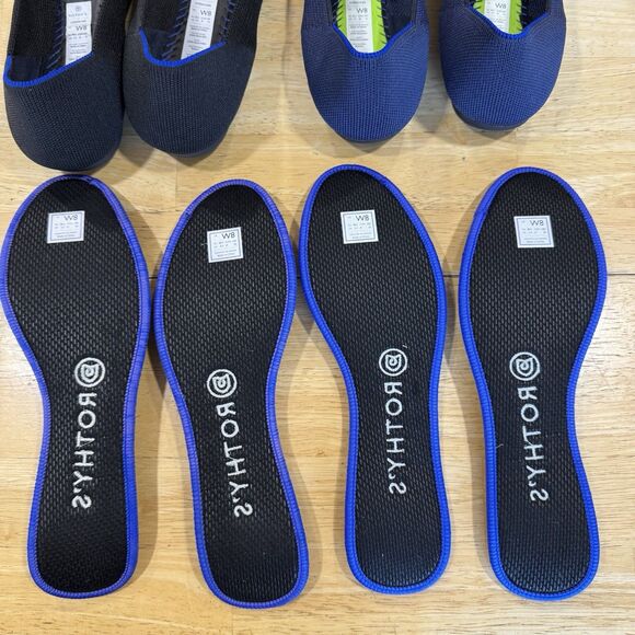 ROTHY'S Lot Of 2 Pair The Flat Black & The Loafer Navy Size 8 Pristine & EUC - Picture 10 of 12